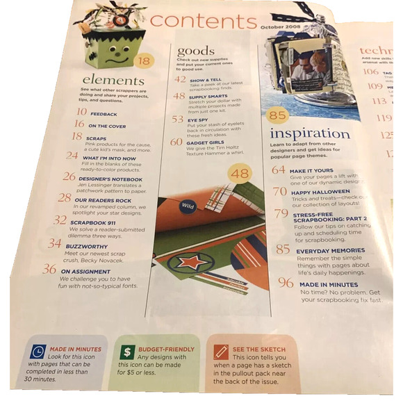 Scrapbooks Etc October 2008 Magazine Fall layouts eyelets halloween crafts treat - Picture 2 of 9